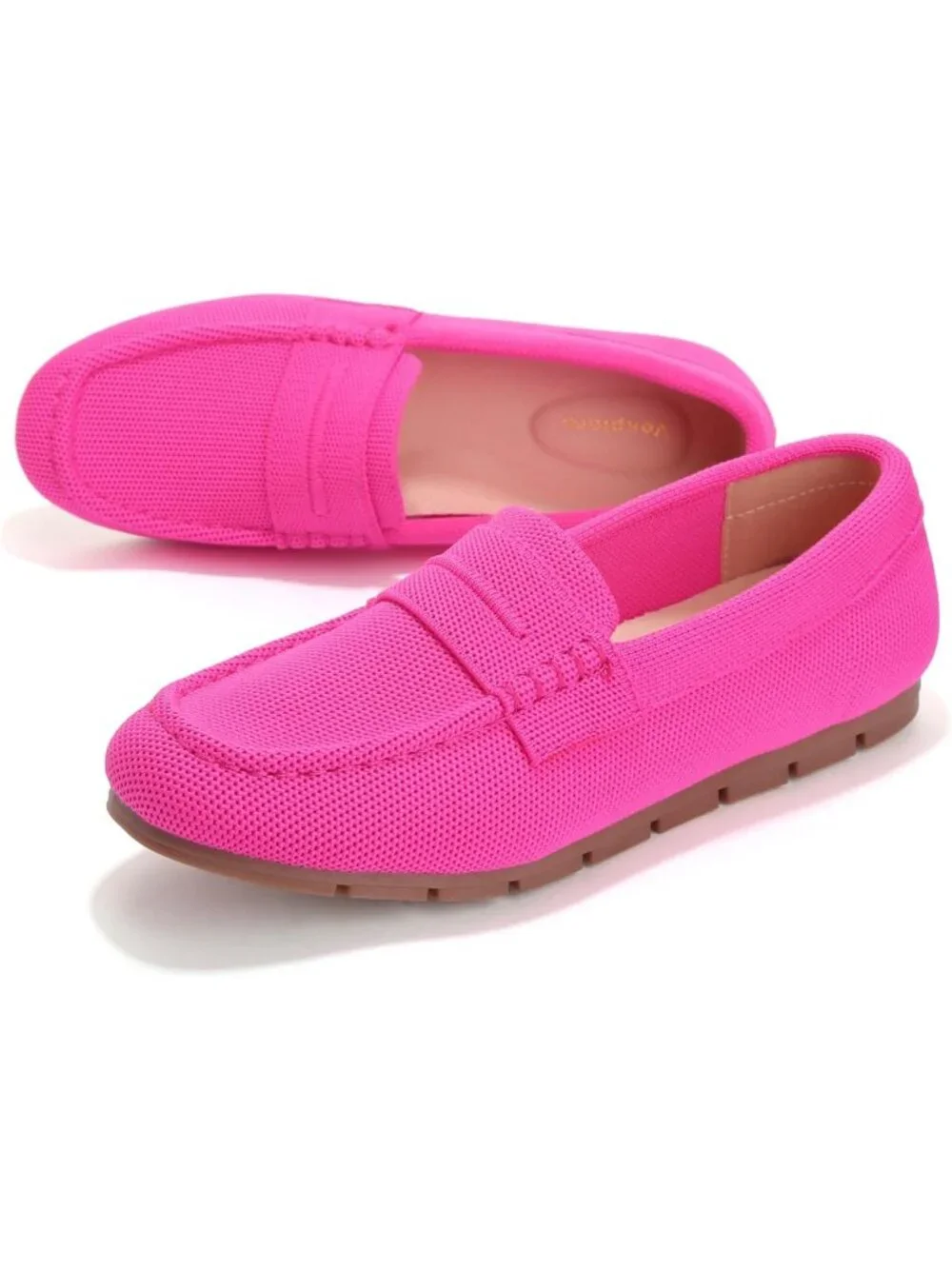 Womens Hot Pink Mesh Comfortable Slip on Dressy Casual Walking Loafer Flat Shoes